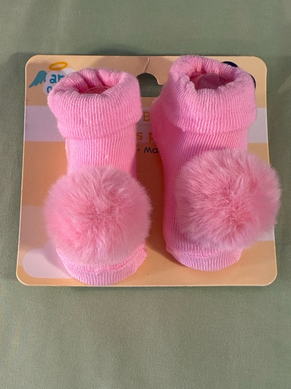 Baby Socks with Pink Pom-Poms - Soft Pink Infant Socks